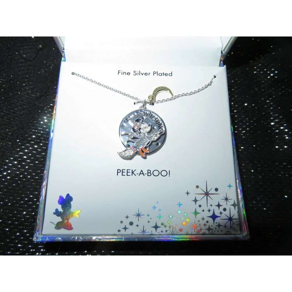 Disney Minnie Mouse Totally Bewitching Peek A Boo Silver Plated Necklace